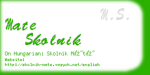 mate skolnik business card